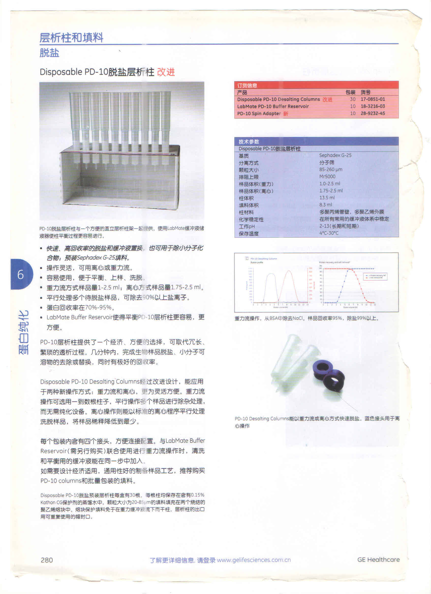 GE Disposable PD-10脱盐层析柱1708510117-0851-01