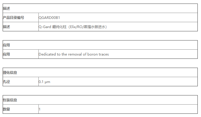 Merck Millipore Q-Gard硼纯化柱 实验室耗材QGARD00B1