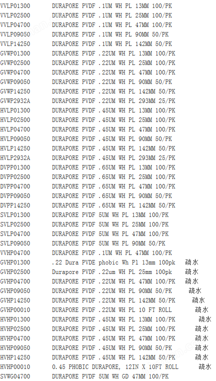 HVHP00010-默克密理博疏水性PVDF过滤膜0.45um孔径